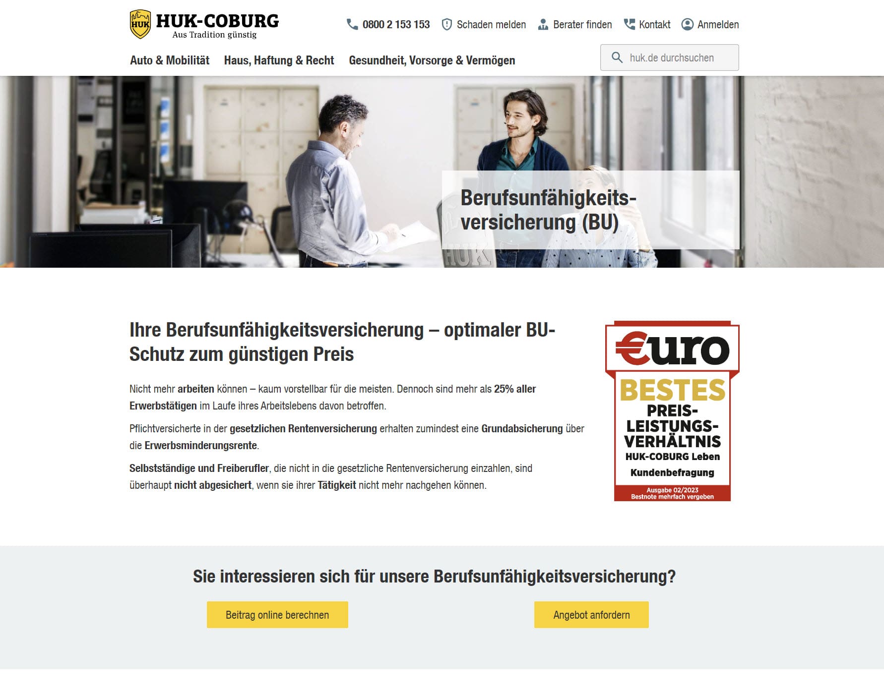 HUK Coburg Berufsunfähigkeitsversicherung zahlt nicht?